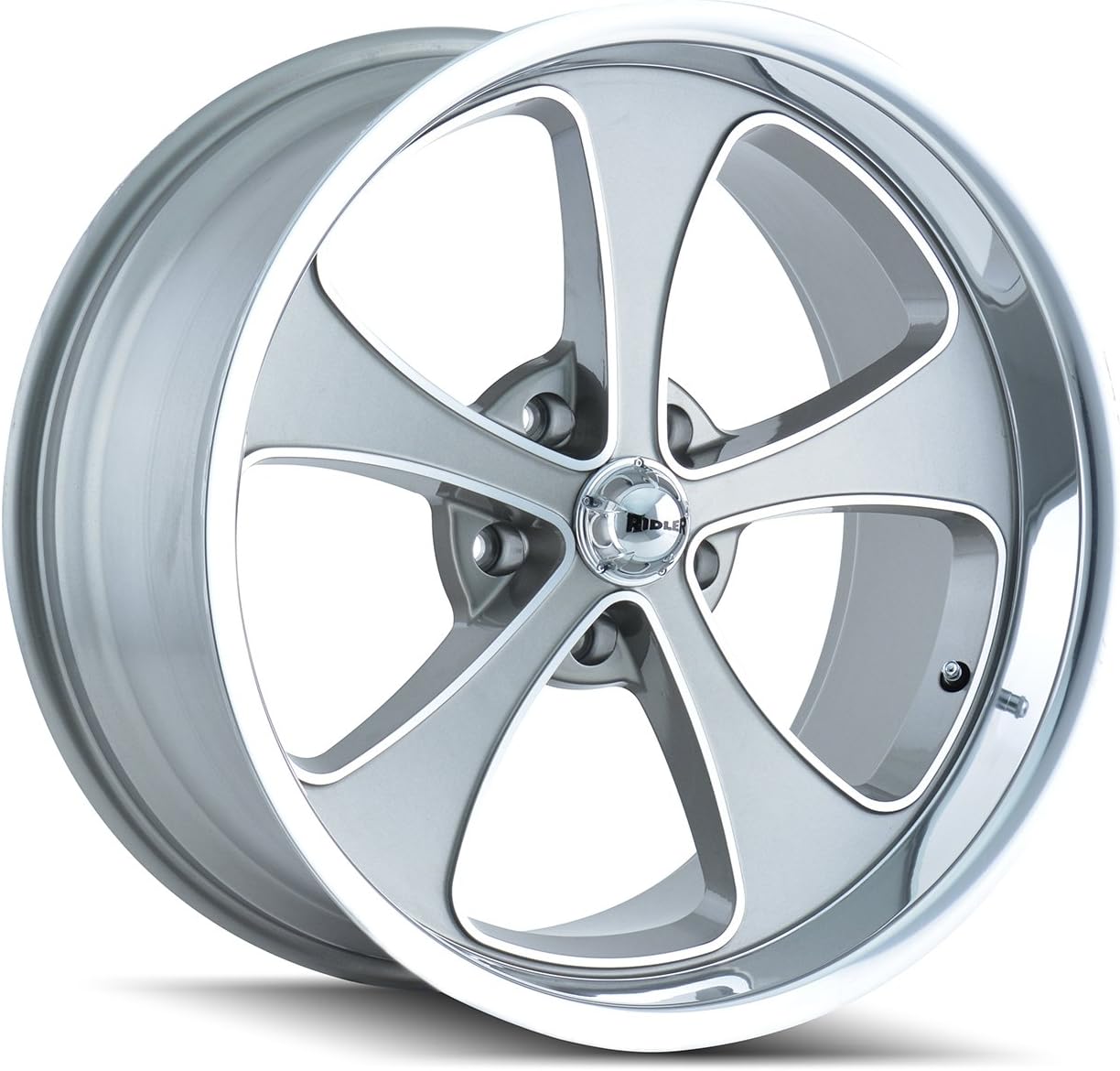 645 17x7, Bolt Pattern: 5x4.75/, Offset: 0, GREY W/MACHINED LIP, set of 1