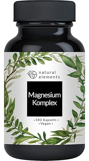 Magnesium Komplex aus 5 Formen - 180 vegane Kapseln - 400mg elementares Magnesium pro Tagesdosis - Ohne Magnesiumstearat, hoc