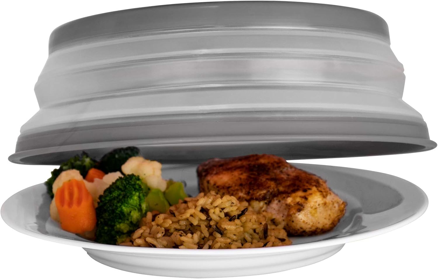 Tovolo Vented Collapsible Microwave Splatter Proof Food Plate Cover With Easy Grip Handle Dishwasher-Safe, BPA-Free Silicone & Plastic, 10.5" Round, 10.5 inch, Charcoal: Kitchen & Dining