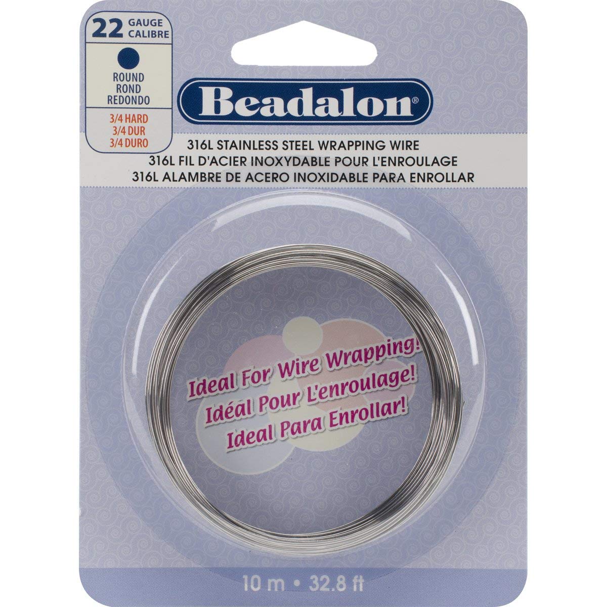 Beadalon Stainless Steel Wrapping Wire-Round - 22 Gauge, 10m