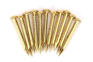 HEEPDD 100Pcs Brass Escutcheon Tacks, Round Head Brass Brad Nail Hardware Nail Assortment Kit Furniture Hinge Hardware Accessories 10mm/15mm/18mm/22mm(22mm Length Thicker)