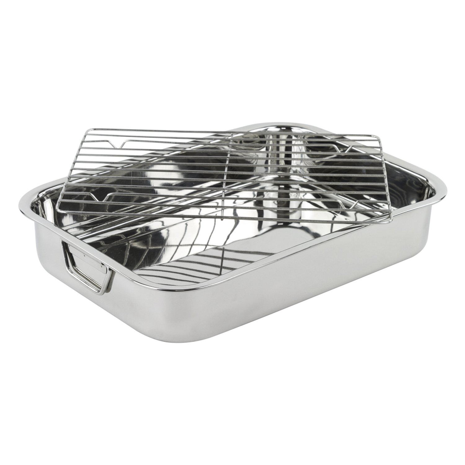 Stainless Steel Heavy Duty 16" Lasagna/Roasting Pan with Rack