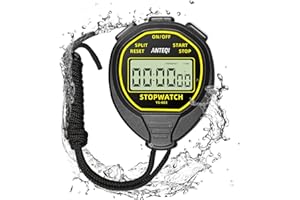 Waterproof Digital Stopwatch Timer, ANTEQI Large Display Simple Silent Stop Watch with ON/Off Function No Clock No Calendar No Alarm for Baseball Swimming Running Training Kids Coaches,Black