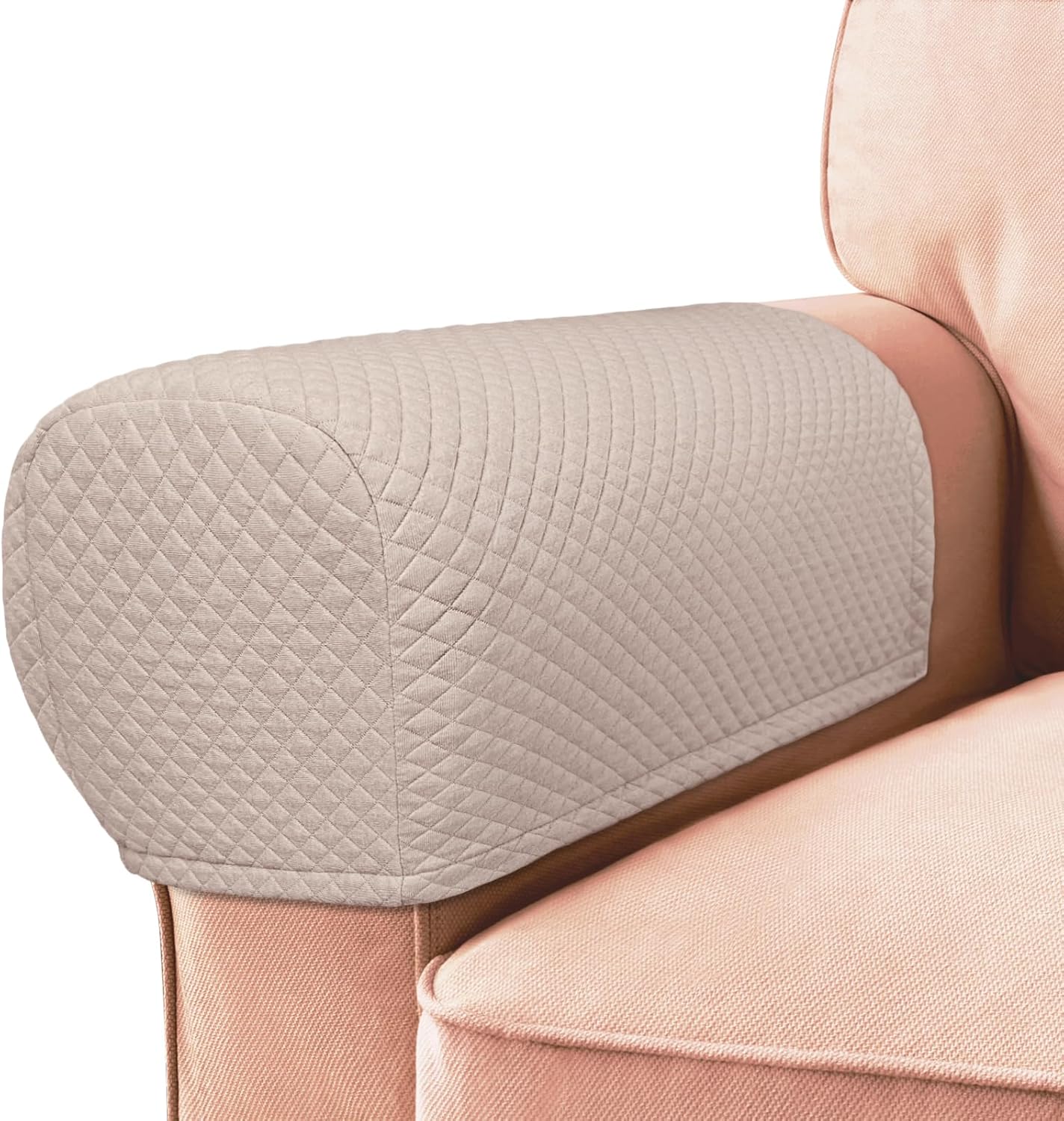 Slipcovers - Roytub Stretch Couch Arm Covers, Breathable Armrest Covers for Sofas and Chairs Arm Covers Keep Home Clean, Scratch-Resistant Sofa Arm Covers Protect and Decorate Your Sofa(Medium, Sand, 2PCS)