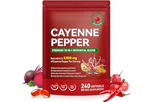 FANSHI Cayenne Pepper Softgels Supplement | 12-in-1 3000mg per Serving with Vitamins D3, K2 & E | Supports Healthy Circulation & Daily Energy | Features Hawthorn, Beetroot & Turmeric | 240 Capsules
