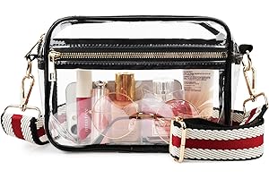 WEDDINGHELPER Clear Crossbody Bag, Clear Bag Stadium Approved Clear Purse with Adjustable Strap for Sports Concerts Festivals