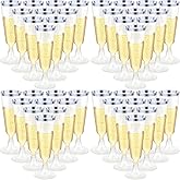 Chengu 150 Pcs Champagne Flutes 5 Oz Plastic Disposable Champagne Flutes Crystal Wine Glasses Reusable Plastic Cocktail Cups for Wedding Celebration Birthday Party Toasting Drinking (Silver)