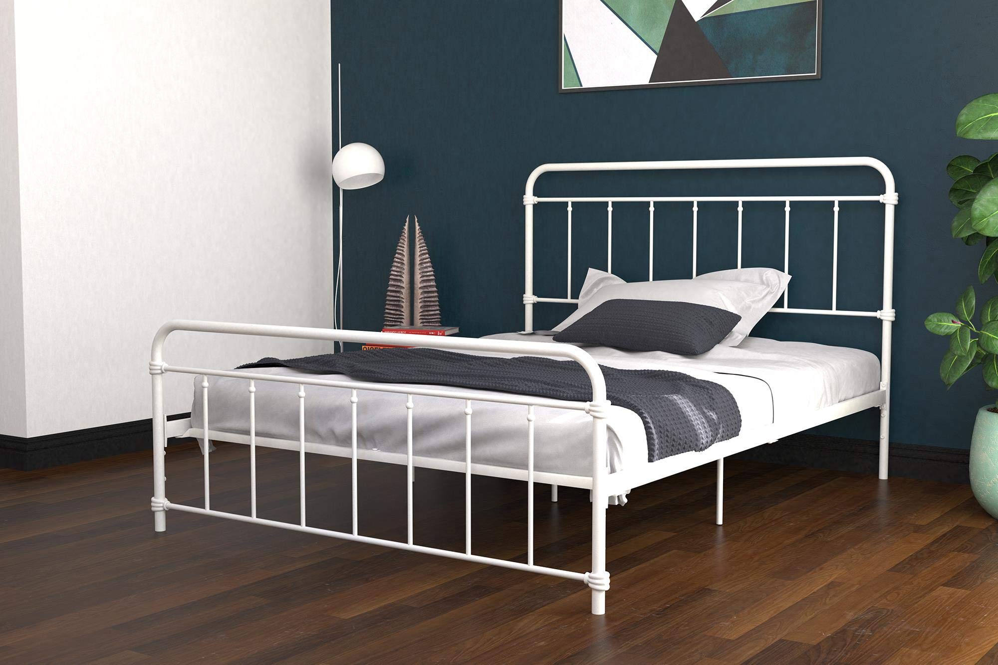 DHP Wallace Metal Bed, White King