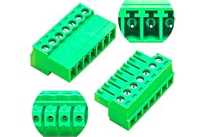 GENERIC Tcenofoxy 3.81mm Male & Female 2/3/4/5/6/7/8/9/10/11/12/13/14/15/16/18/20/24 Pin Phoenix Connector No Soldering Green PCB Screw Terminal Block Connector (1Set 3.81MF-7Pin)