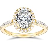 NOVSEAS 14K Solid Gold Moissanite Ring 14k Gold 2CT Oval Cut D Color Hola Moissanite Engagement Rings for Women