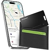 KeySmart SmartCard Lite Wallet Tracker Card, Compatible with Apple Find My App, Non-Rechargeable 2 Years Battery, Thin GPS Item Finder for Luggage Tag, Smart Bluetooth Tracking - Black, 1 Pack