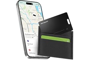 KEY SMART KeySmart SmartCard Lite Wallet Tracker Card, Compatible with Apple Find My App, Non-Rechargeable 2 Years Battery, Thin GPS Item Finder for Luggage Tag, Smart Bluetooth Tracking - Black, 1 Pack