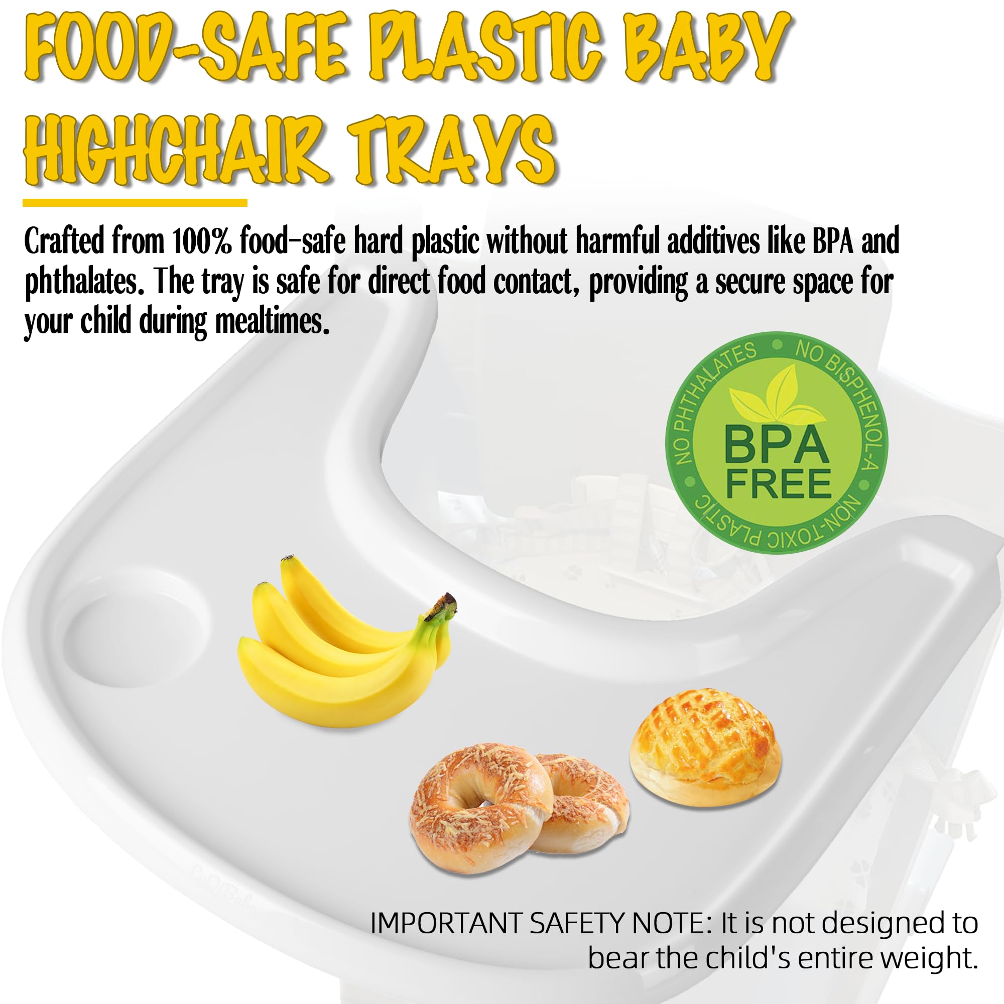 Baby High Chair Tray Compatible with Stokke Tripp Trapp Chair with Cup Holder - Smooth Surface and Strong Suction - Made with Food-Safe Plastic (BPA BPS BPF Lead and Phthalate Free) - White