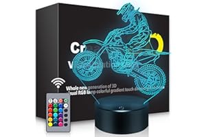 BASSI Dirt Bike Gift 3D Night Light, 16 Colors Changes Remote Control Motorcycle Lamp, LED Dirtbike Decor Toys for Boys Girls Room Birthday Xmas Christmas Gifts for Kids…