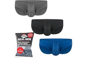 RM REAL MEN Real Men Ares-Accent Low-Rise Pouch Bikini Brief – 1, 3, 6 Pack with Size ABCD Pouch XS - 5XL