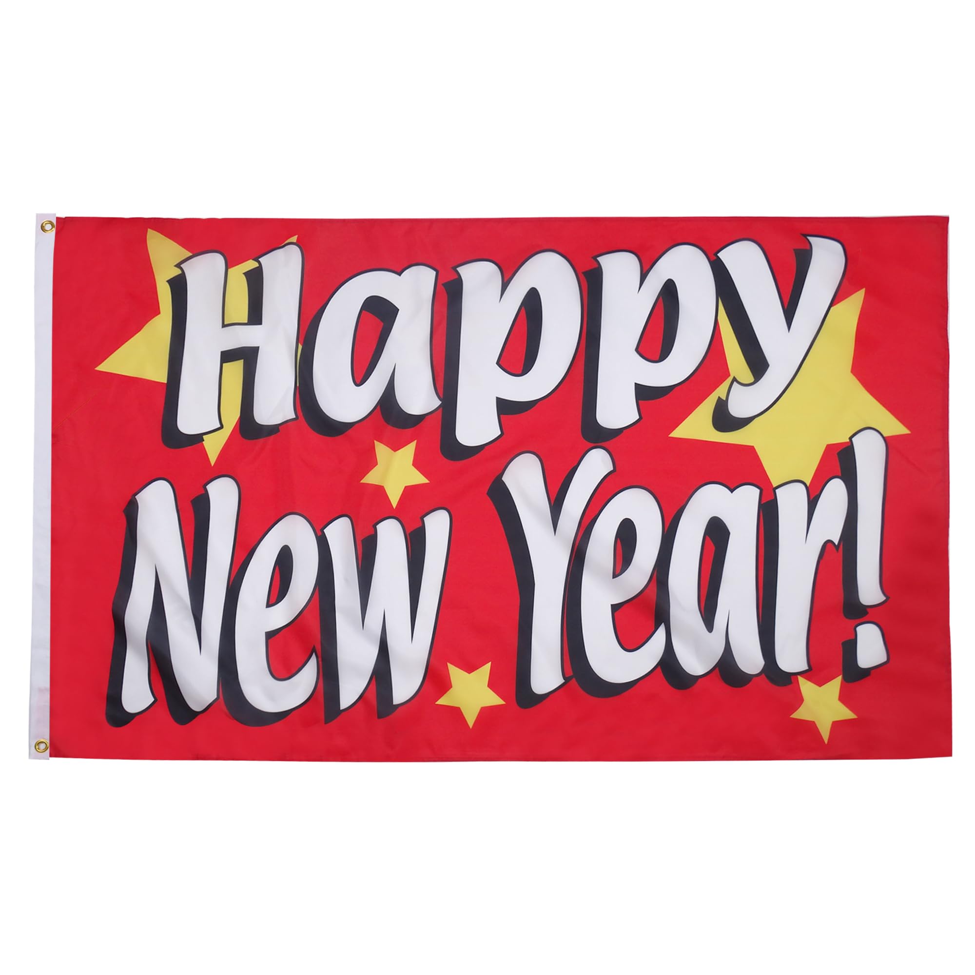 AZ FLAG - Happy New Year Flag - 2x3 Ft - 100D Polyester New Year Party Banner with Two Metal Grommets - Fade Resistant - Vivid Colors - 2' x 3' Feet - 90x60 Cm