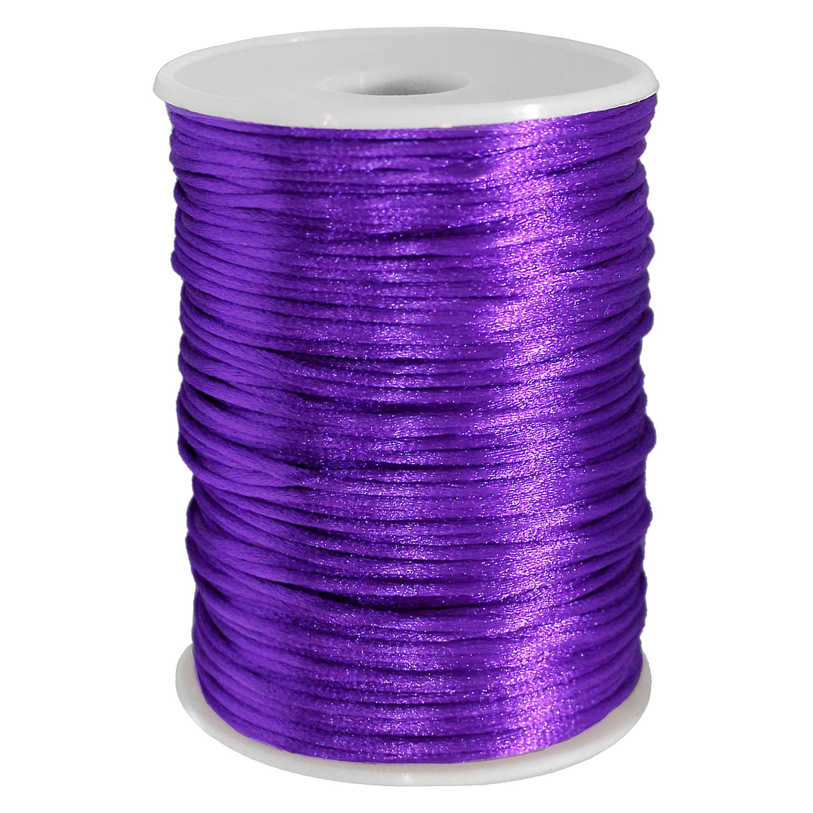 FQTANJU Purple 2mm x 100 Yards Satin Nylon Trim Cord, Rattail, Chinese Knot, Kumihimo, Premium Quality
