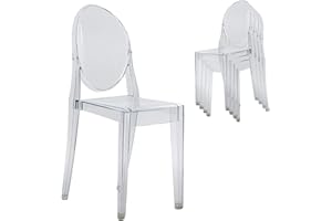 Techni Home Stackable Acrylic Ghost Event Chairs – Set of 4