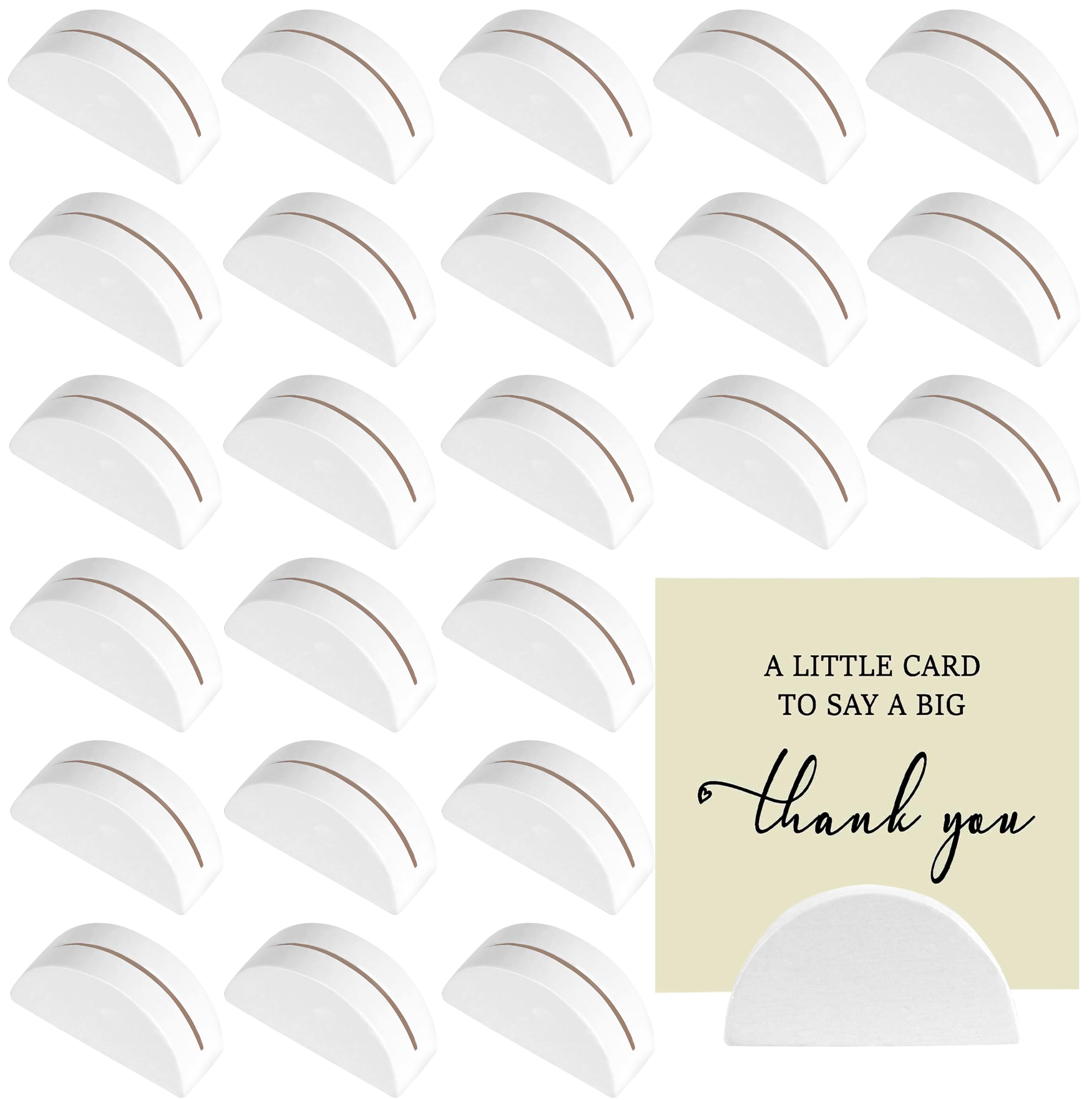Photo 1 of 24PCS White Table Number Stands, Wooden Lightweight Wedding Table Name Holder, Small Size Place Card Holders, Semicircular Design, for Office Tag Photo Menu Clips Wedding Birthday Party Restaurant