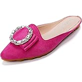 VYKF Mules for Women Flats Comfortable Slip on Backless Loafers Closed Toe Slides Women's Pointed Toe Mules Shoes