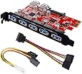 Inateck PCI-E to USB 3.0 5-Port PCI Express Card and 15-Pin Power Connector, Mini PCI-E USB 3.0 Hub Controller Adapter, with Internal USB 3.0 20-PIN Connector - Expand Another Two USB 3.0 Ports