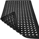 TEESHLY Bath Mat for Tub &amp; Shower, Non Slip Soft Bathmat with Suction Cups &amp; Drain Holes, Machine Washable Bathtub Floor Liner Mats for Bathroom, 35x16 Inch, Black
