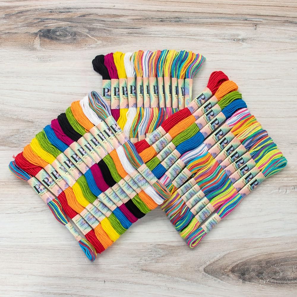 Embroidery Floss Pack – 24 Skeins, 8.7 Yards Each – Tie Dye Embroidery Floss for Needlework, DIY Bracelets, Crafting, Weaving