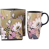 Coffee Ceramic Mug Porcelain Latte Tea Cup Mom Mug With Lid in Present Box,17oz