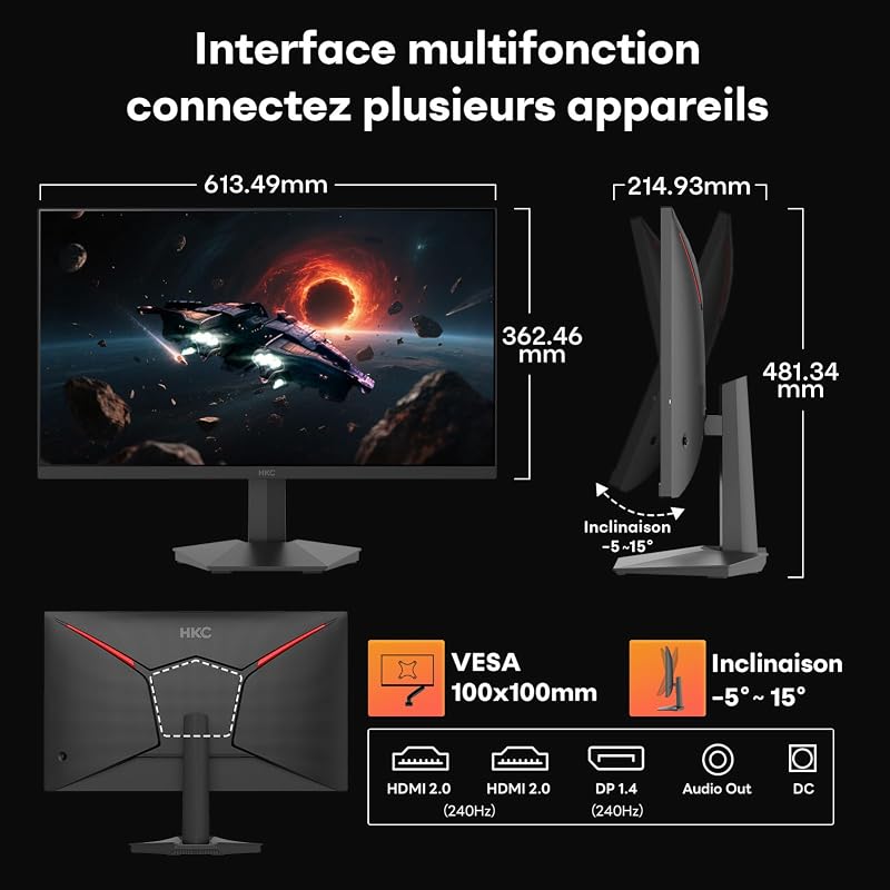 G27H3D 27 Pouces 240Hz Moniteur Gaming, Écran FHD