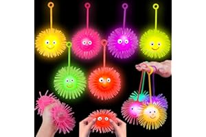 BASYTODIO 24 PCS LED Puffer Balls Light Up Party Favors for Kids 4-8 8-12 Bulk Sensory Bouncy Ball Goodie Bags Stuffers Prizes Kids Pinata Fillers Glow in The Dark Party Supplies Toddler Fidget Toy Stress Balls