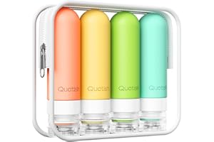 Quatish Travel Bottles for Toiletries, Original Patented Leak Proof Travel Size Containers, 3 oz Tsa Approved Silicone Shampoo and Conditioner Bottles, 4 Pack, Multi-Color