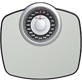 A25 Analog Bathroom Scale, Anti-Skid Surface, High Precision, Up to 400 lb | Compact Platform with Clear 5 Point 3 Inch Dial for Quick, Accurate Readings - Light Grey