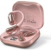 Open Ear Headphones, Wireless Headphones with Smart Digital Display &amp; Mic | (Rose Gold) Open Ear Earbuds 35H Playtime, Sweat Resistant &amp; Waterproof, Secure Comfortable Fit - Running, Sport, Driving