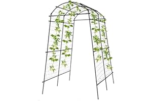Yotoworth Garden Arch Trellis for Climbing Plants Outdoor, 7 ft Tall Walkway Arbor Tunnel for Vegetables, Squash, Melons, Zucchini, Cucumber Trellis for Garden Raised Bed, Lightweight, Black