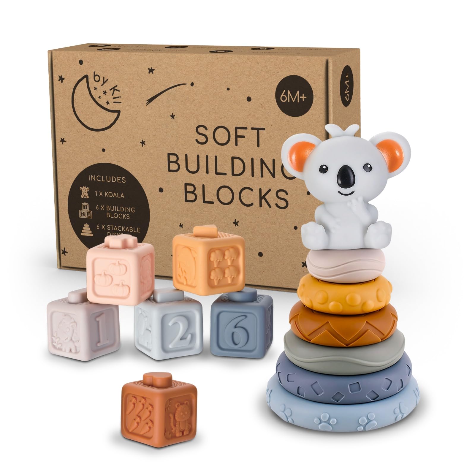 By Kii Soft Building Block, Koala, Educational Stackable Block Toys 6 Months & Babies & Toddlers