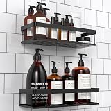UUlioyer Shower Caddy 2-Pack Waterproof No Drilling Black Bathroom Shelf view 7
