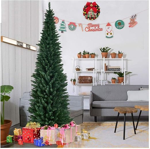 Amazon Com 8ft Pvc Artificial Pencil Christmas Tree Slim W Stand