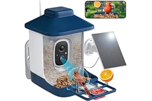 NAVFS Smart Bird Feeder with Camera, 1 Year AI Camera Bird Feeders for Outdoors, Solar Powered, 2.4Ghz WiFi, 1080p Live Video Bird Feeder Camera, Nstant Arrival Alerts - Best Gifts for Bird Lovers.