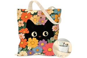 Aesthetic Canvas Tote Bag Gifts for Women Girls, with Magnetic Snap Closure Zipper Inner Pocket, Gifts for Christmas