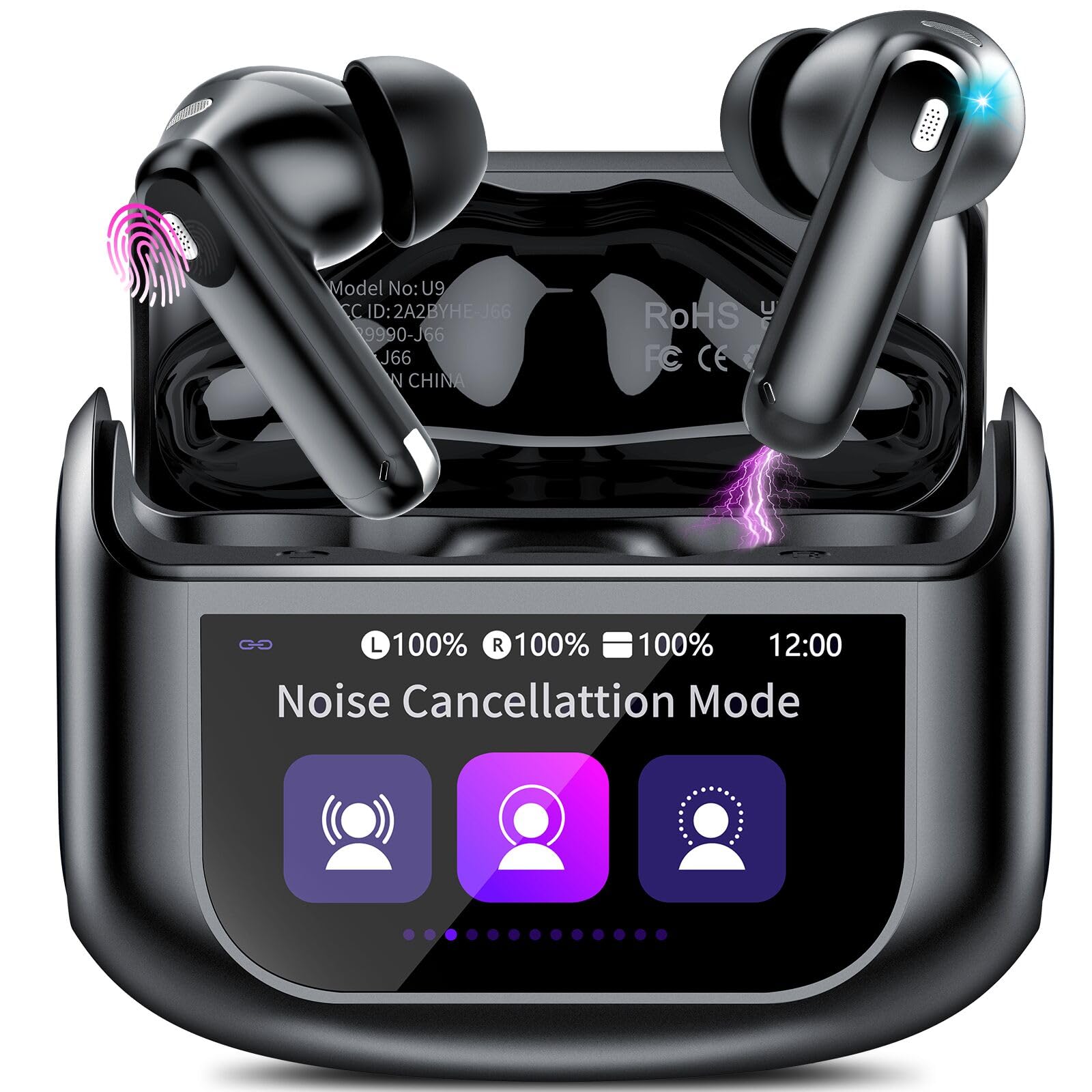Photo 1 of Wireless Earbuds, Bluetooth 5.4 Headphones with Multifunctional Touch Screen, 48H Bass Stereo Ear Buds with ANC/ENC Noise Cancelling/Transparency Mode, IPX7 Earphones with 5 EQ Modes for iOS Android