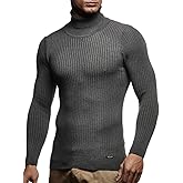 Leif Nelson Men's Turtleneck Sweater Slim Fit, Ribbed Knit Long Sleeve Polo Neck Pullover
