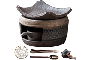 Aromatherapy Burner, Ceramic Aromatherapy Burners with Tealight Holder, Handmade Ceramic Tea Stove Warmer Set for Home Fragra