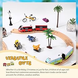 Liliful Pack of 8 Wood Train Track Expansion Packs