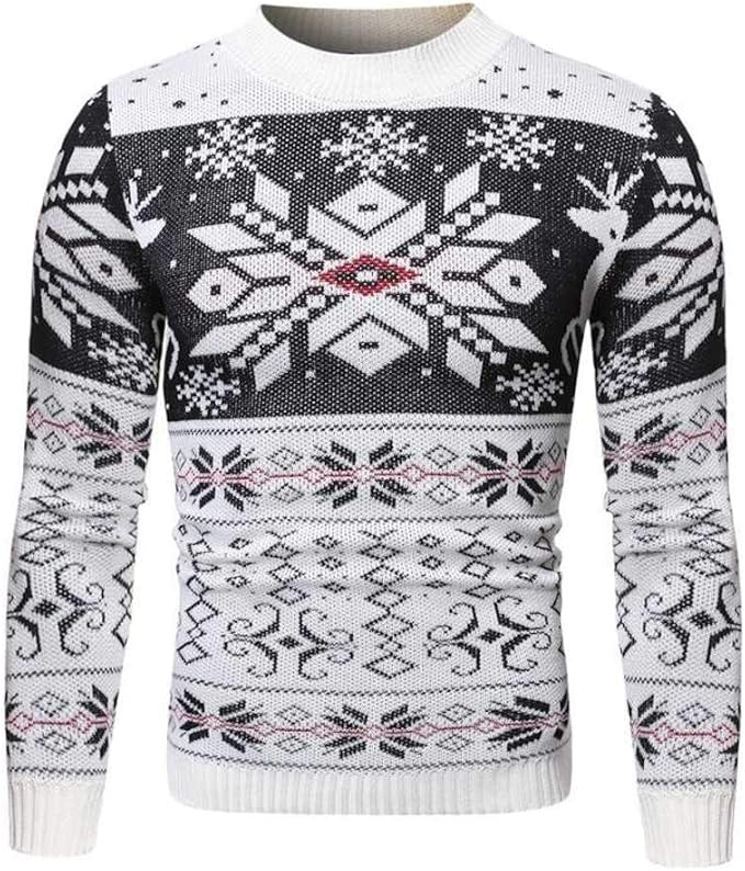 New Men's Christmas Fawn Bumps Stylish Round-Neck Edited Head Knitted