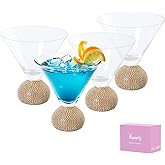 Veuverig Martini Glasses Set of 4,Stemless Margarita Glasses,Unbreakable Crystal Fancy Cocktail Glasses,10 Oz Bar Glass,for Party,Birthday,Manhattan, Cosmopolitan, Home Bargifts Women (Gold Clear)