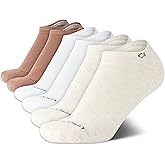 Calvin Klein Womens No Show Socks - 6 Pack Lightweight Cotton Blend Cushioned Low Cut Tab Ankle Socks for Sneakers & Loafers