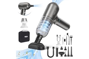 MECO ELEVERDE Handheld Vacuum Cordless, Car Vacuum Cleaner 18000Pa Powerful Suction, 3 Gear Mini Vacuum Cleaner 4 in 1 Compressed Air Duster, LED Light Portable Vacuum for Car Home Cleaning, Grey