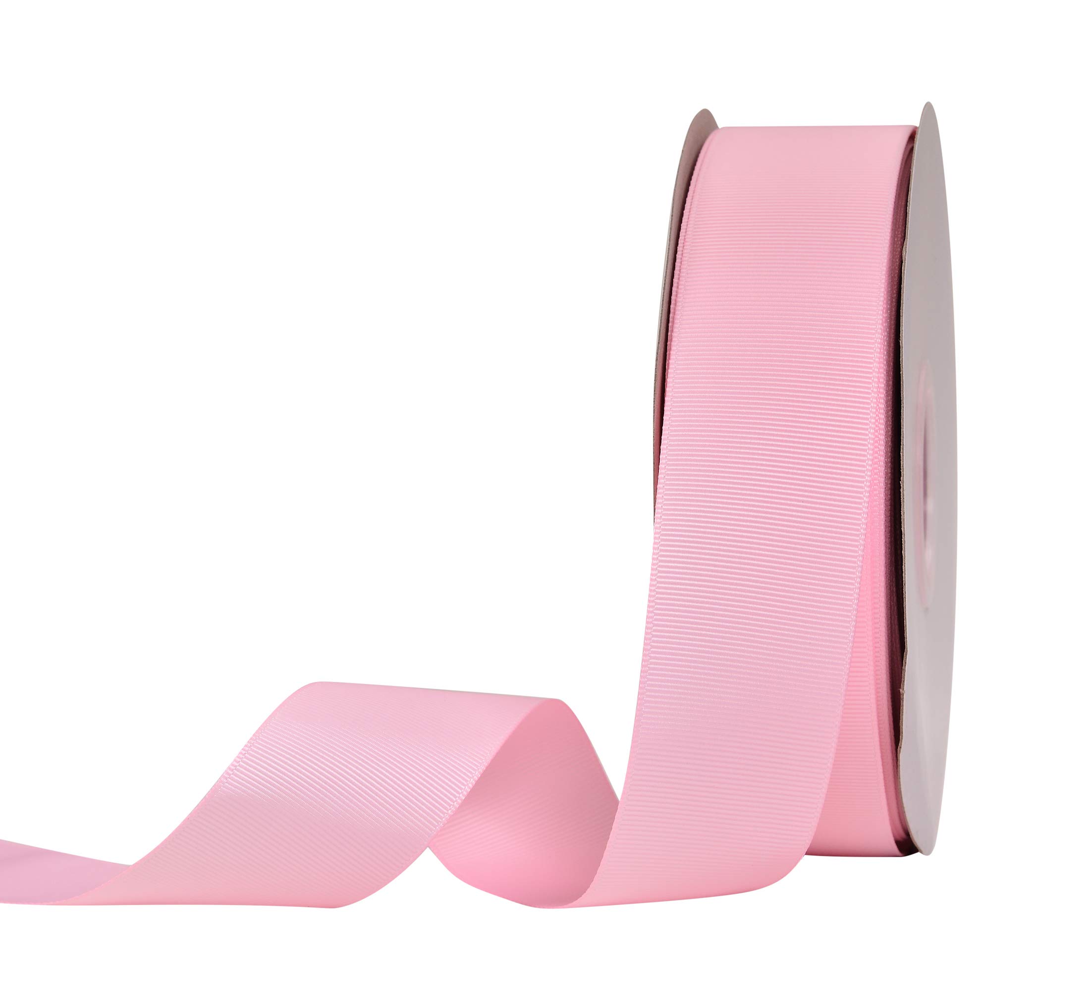 YAMA Solid Grosgrain Ribbon 1 1/2 inch 50 Yards for Gift Package Wrapping Floral Design Crafting Party Wedding Decorations, Pearl Pink