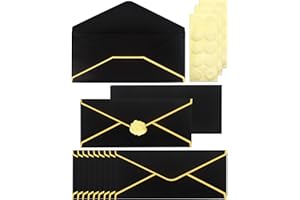 Zooyinfy Business Envelopes with V-Flap,Gold Border 30 Pack #10 Envelope Made of 150gsm Paper, Standard Envelopes with Gold S