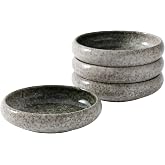 Uaral Salad Plate Appetizer Plate Stoneware Serving Dishes,Japanese Dish Set of 4,5.5 inch 14 oz (Emerald Green)